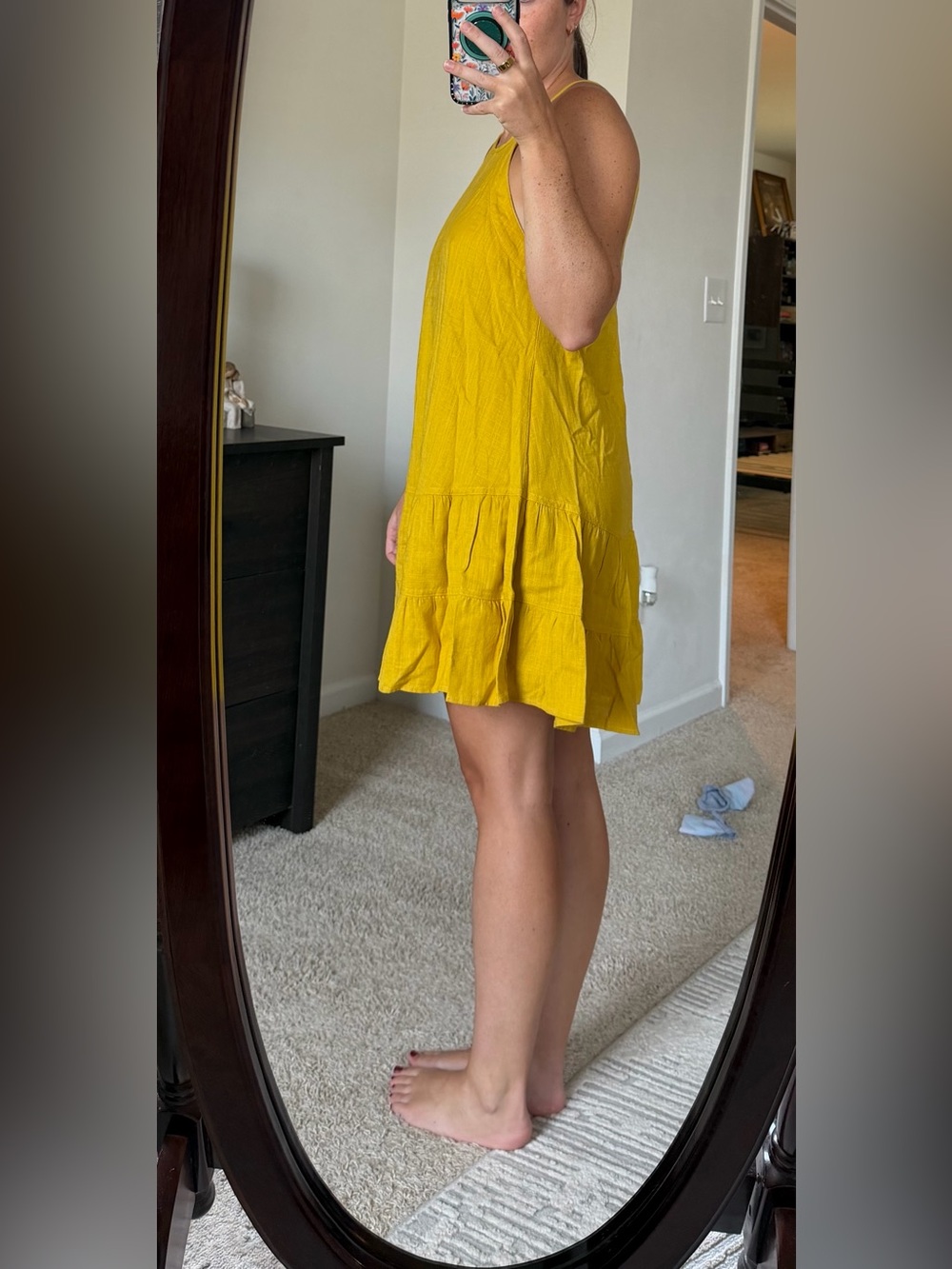 Yellow Ruffle Hem Sundress - Picture 2 of 5